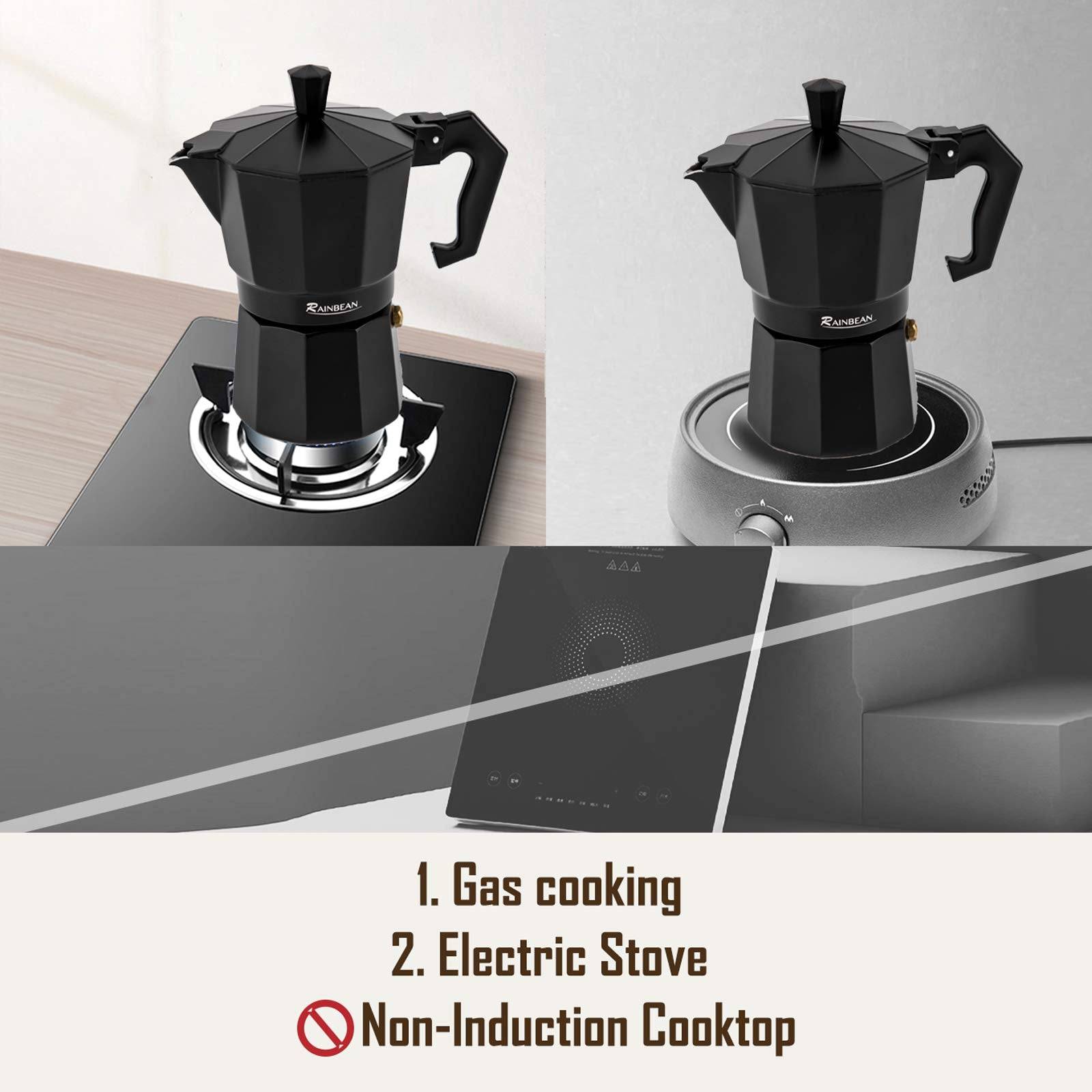 Classic Italian stovetop moka pot espresso maker 3 or 6 cup aluminum