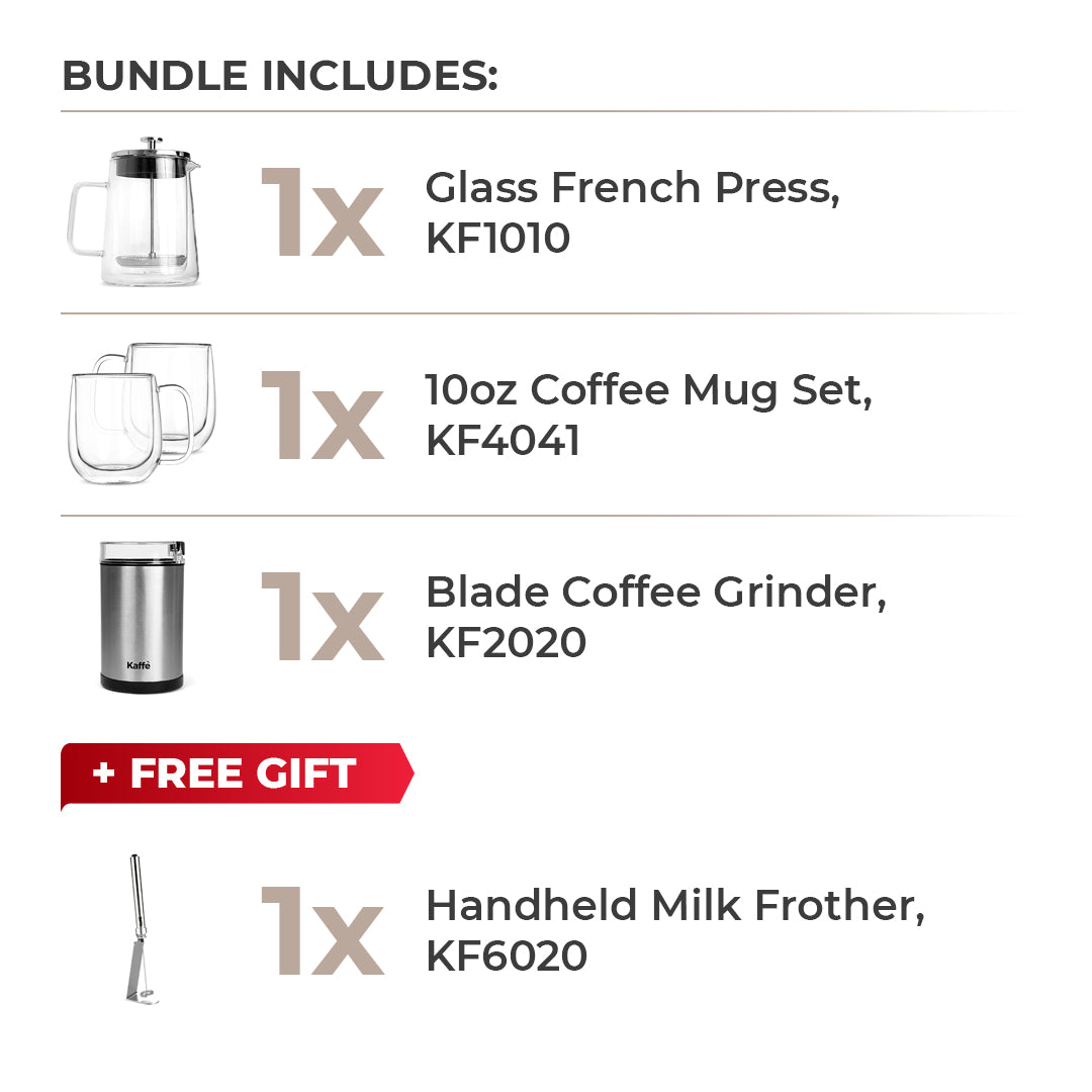 Glass French press coffee bundle - borosilicate French press gift set