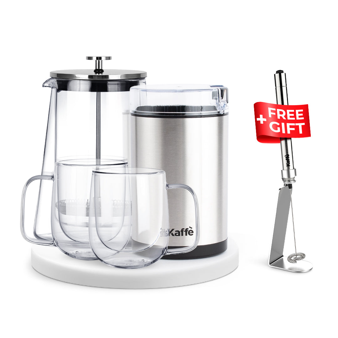 Glass French press coffee bundle - borosilicate French press gift set