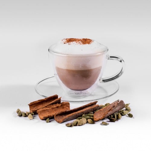 Double walled latte cup and saucer insulated glass coffee tea cup