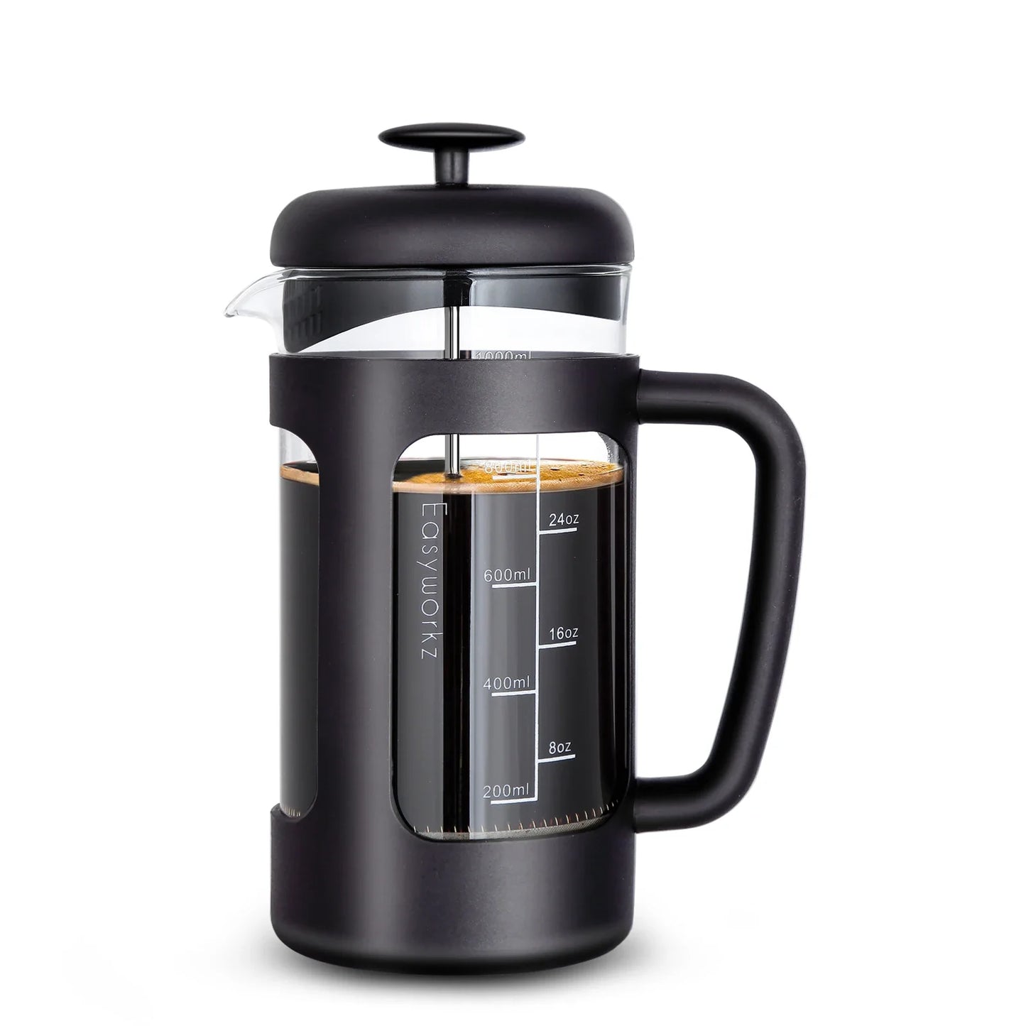 French press coffee maker borosilicate glass soft grip handle