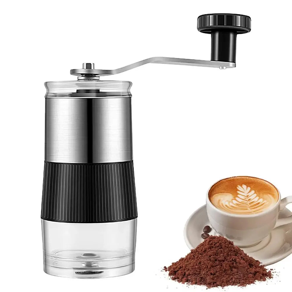 Manual burr coffee grinder adjustable black hand grinder portable