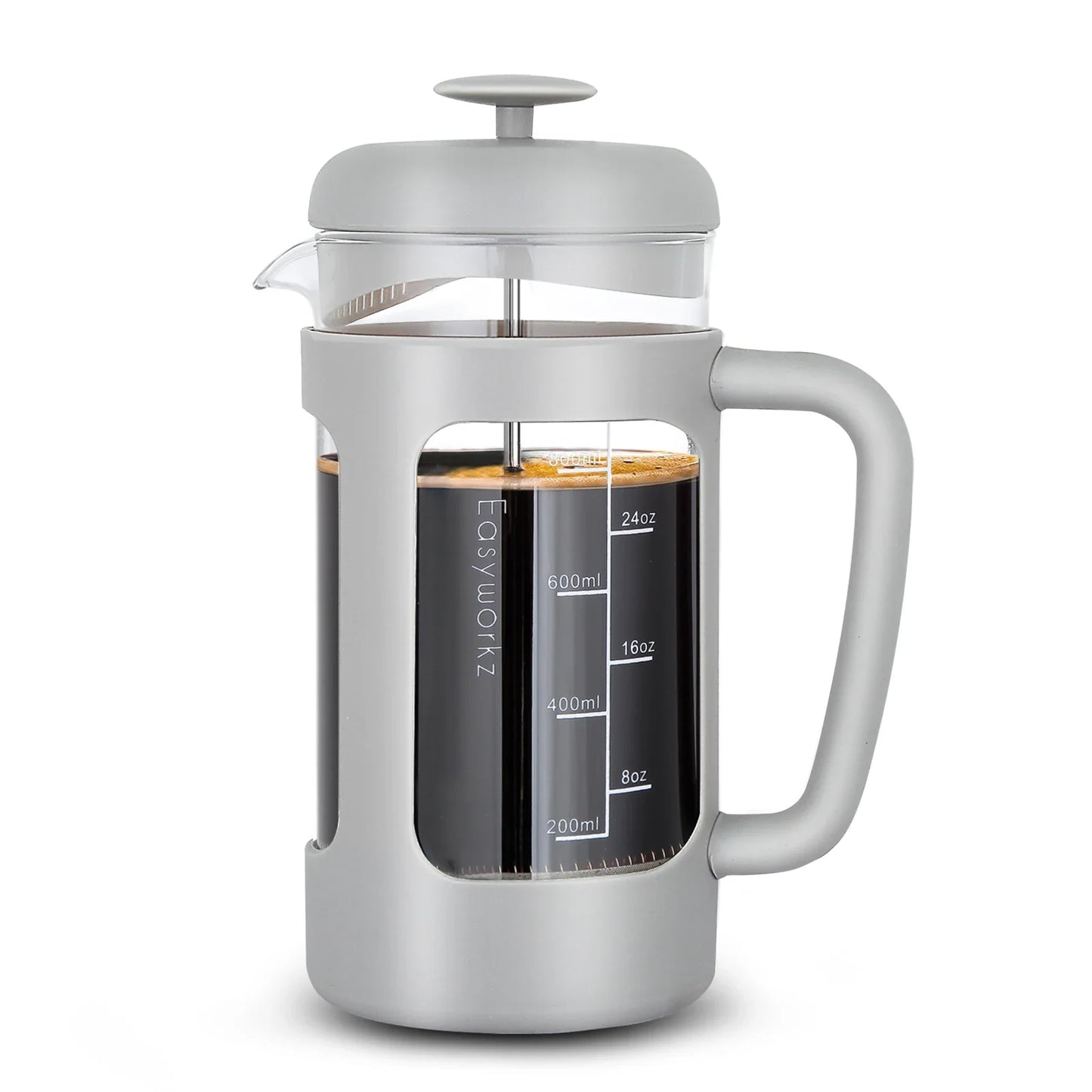 French press coffee maker borosilicate glass soft grip handle