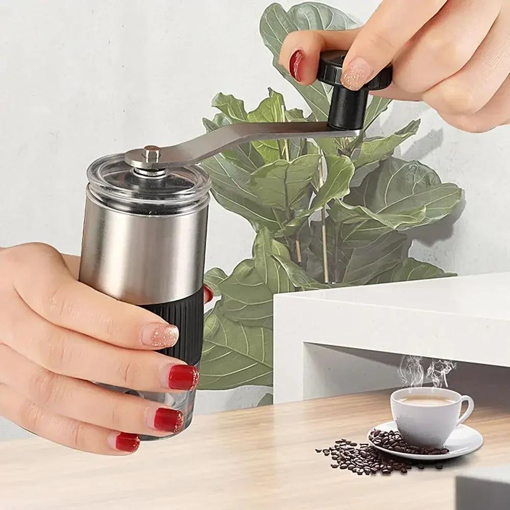 Manual Coffee Grinder Adjustable Burr Hand Coffee Grinder Black
