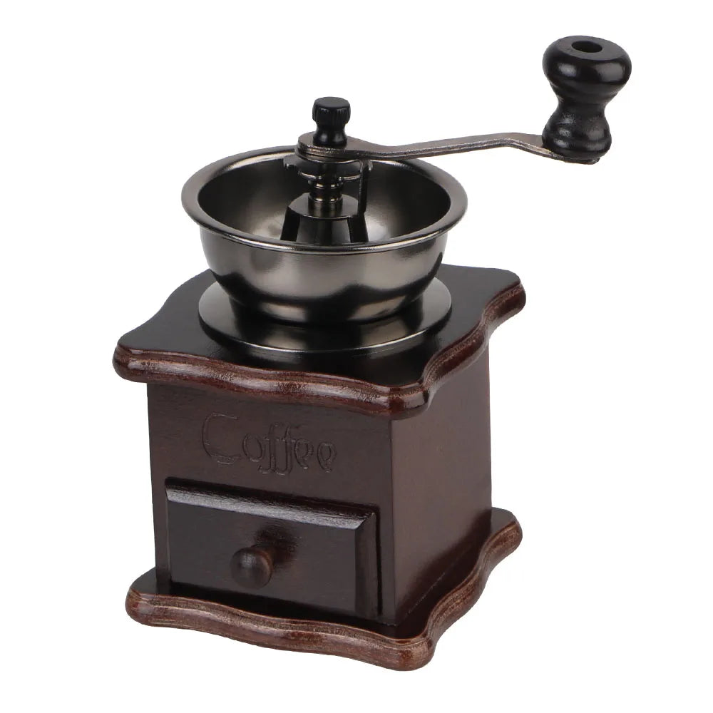 Retro Style With Ceramic Millston Spice Burr Mill Coffee Manual Coffee Bean Grinder Utensils Stainless Steel Handle Mini Wooden