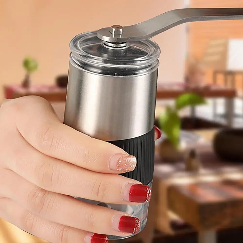 Manual burr coffee grinder adjustable black hand grinder portable