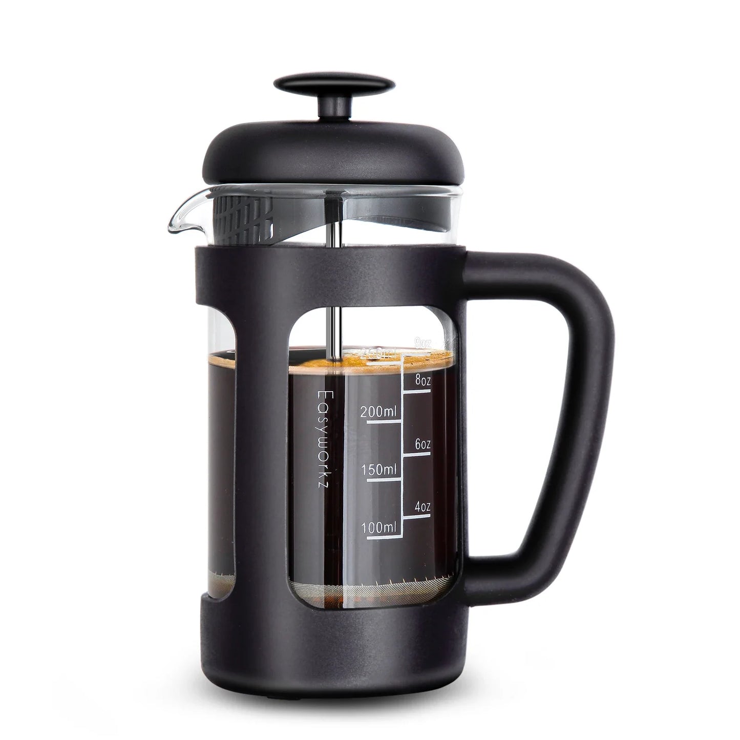 French press coffee maker borosilicate glass soft grip handle
