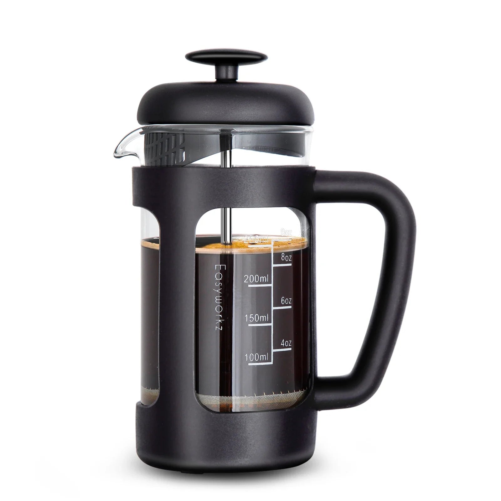 French press coffee maker borosilicate glass soft grip handle