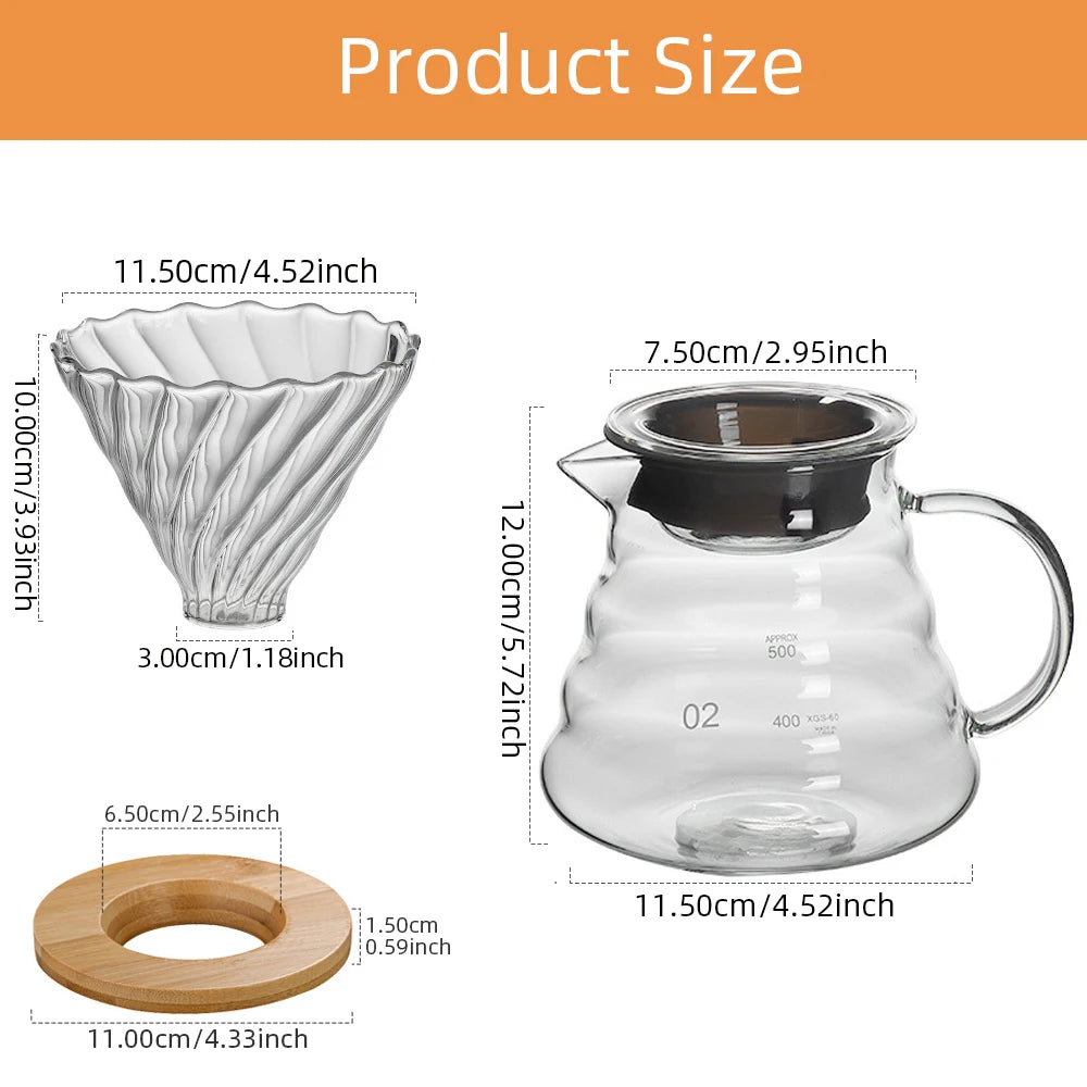 Coffee Drip Set Glass Filter Pot Coffee Maker Combination Hand Made Barista Tools Holiday Gift