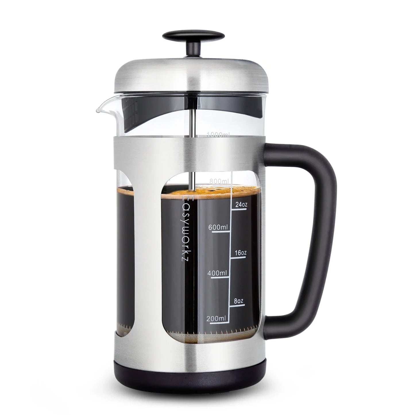 French press coffee maker borosilicate glass soft grip handle