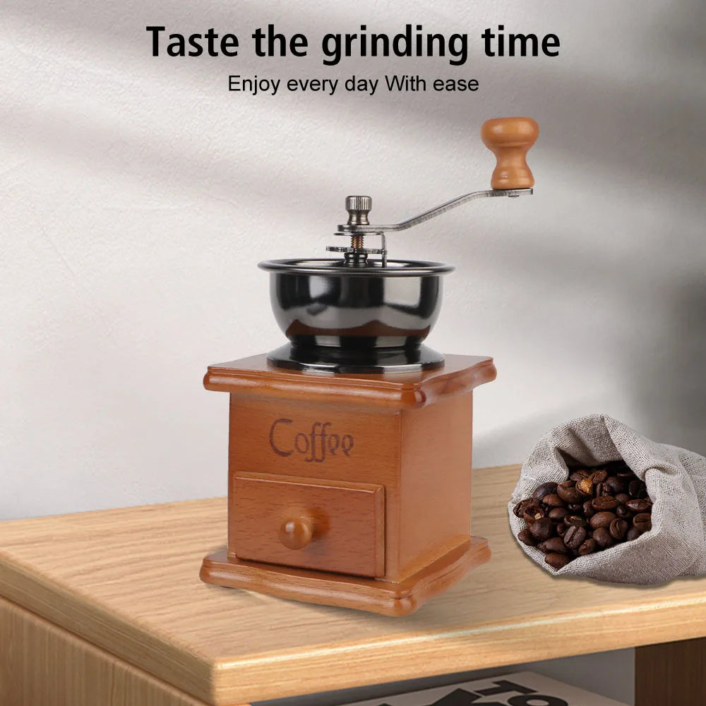 Retro Style With Ceramic Millston Spice Burr Mill Coffee Manual Coffee Bean Grinder Utensils Stainless Steel Handle Mini Wooden