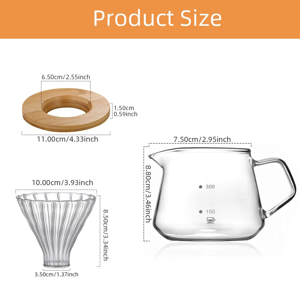 Coffee Drip Set Glass Filter Pot Coffee Maker Combination Hand Made Barista Tools Holiday Gift