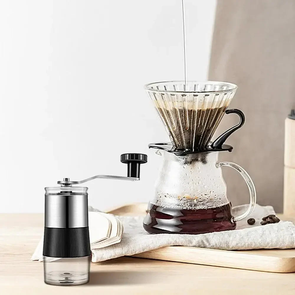 Manual burr coffee grinder adjustable black hand grinder portable