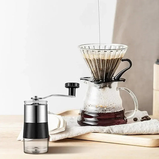 Manual burr coffee grinder adjustable black hand grinder portable