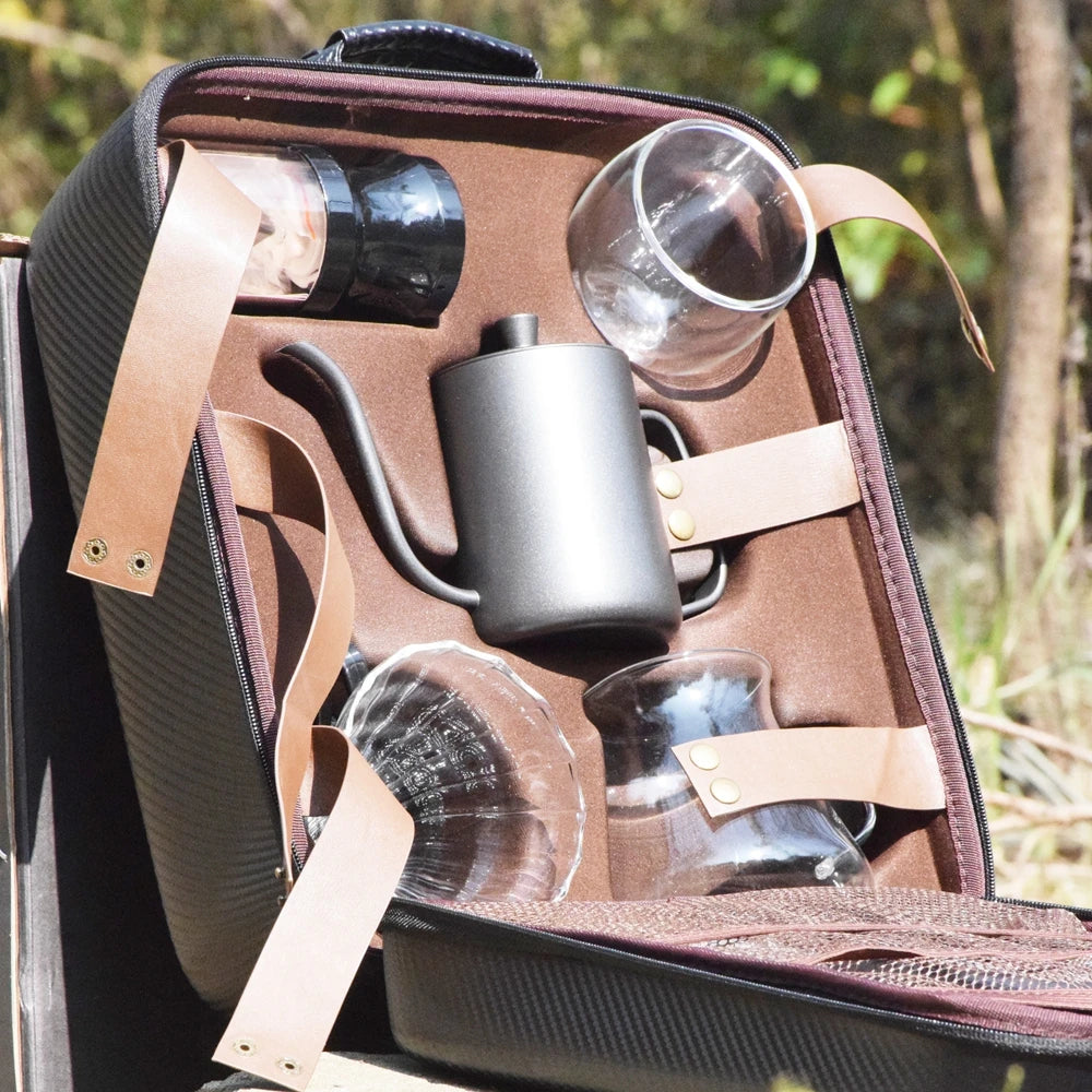 Luxury Coffee Gift Box Set Grinder Hand Pot Glass Drip Filter Household Coffee Coffee  Gift Coffeeware