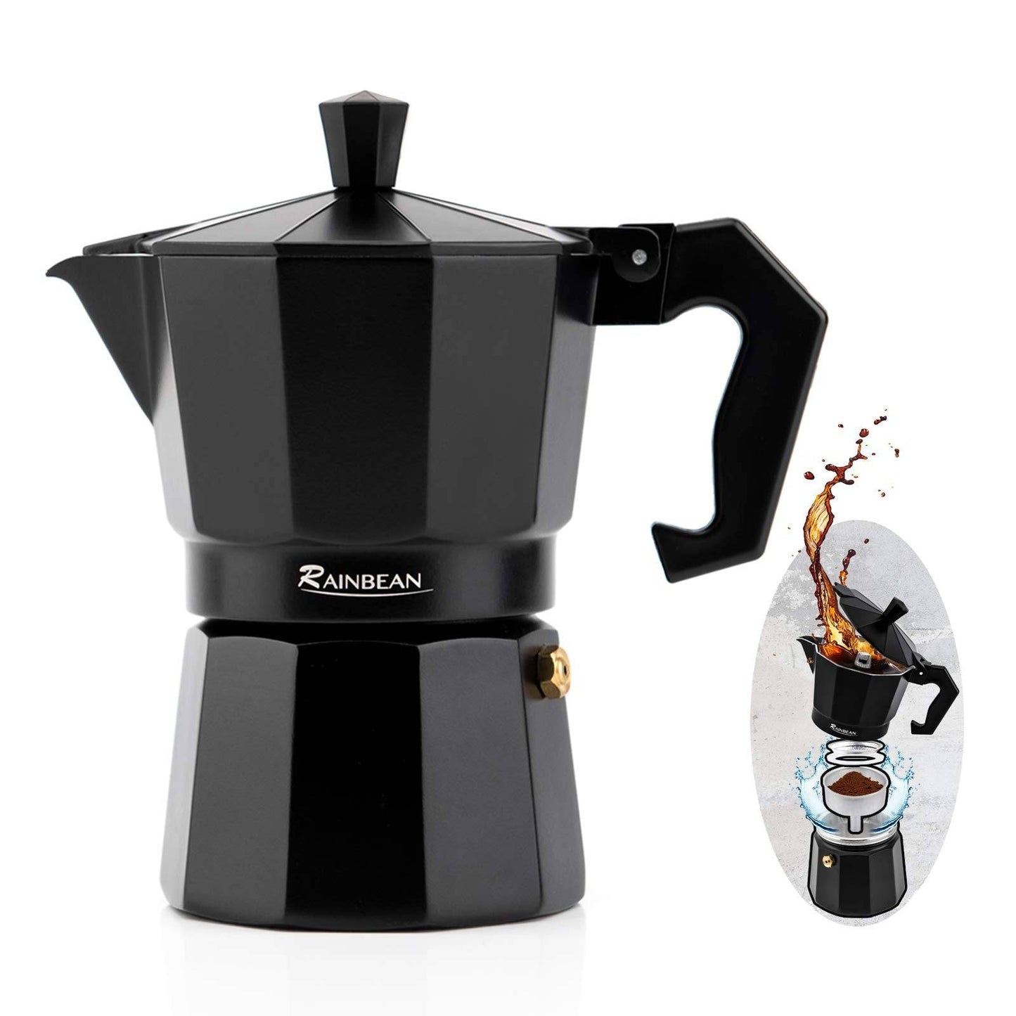 Classic Italian stovetop moka pot espresso maker 3 or 6 cup aluminum