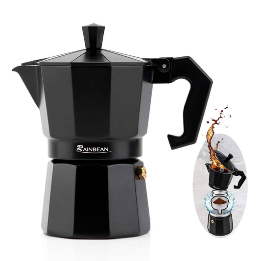 Classic Italian stovetop moka pot espresso maker 3 or 6 cup aluminum