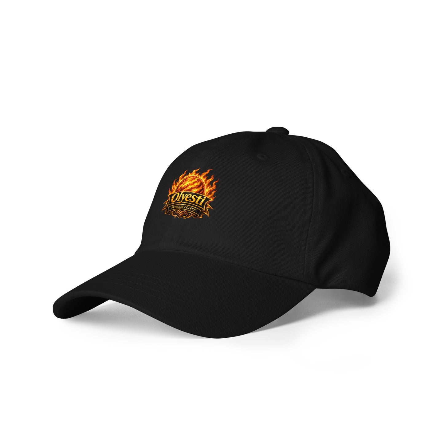 Olyesti black ball cap classic dad hat front view